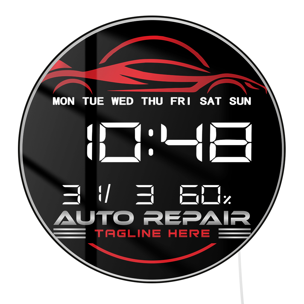 Electronics Repair Garage - Horloge murale numérique LED pour Garage,